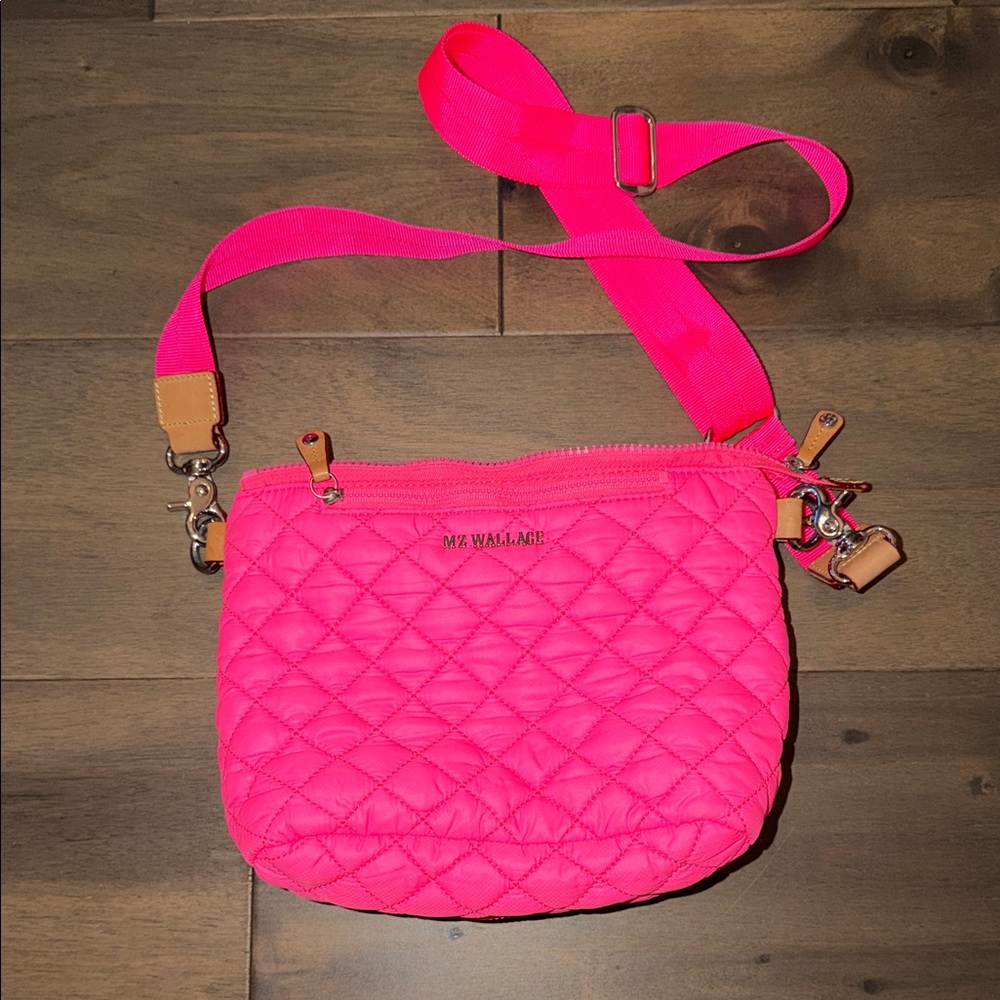 MZ Wallace Neon Pink Quilted Crossbody Bag